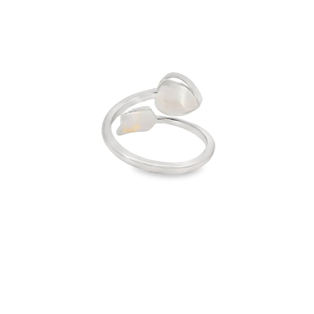 White lab opal heart arrow sterling silver ring
