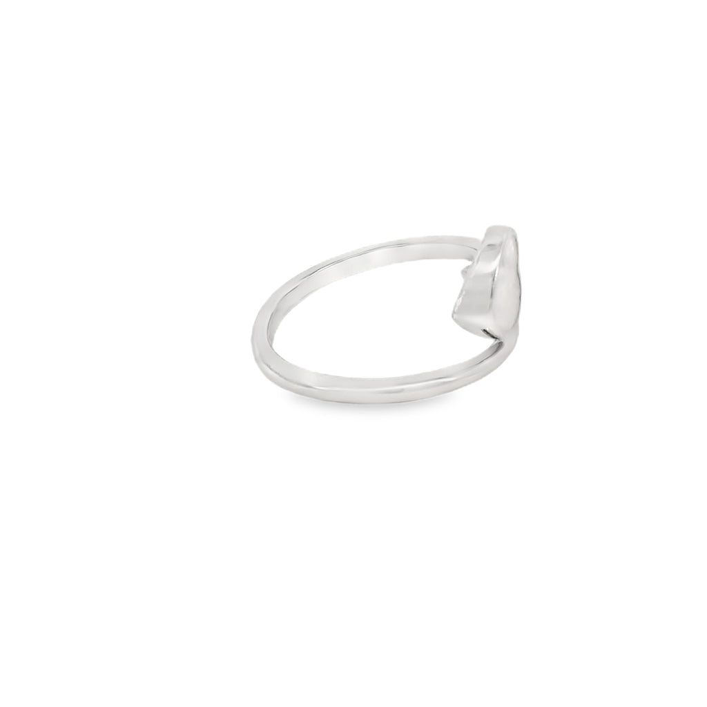 White lab opal heart arrow sterling silver ring