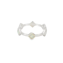Load image into Gallery viewer, Lab Opal White Rhombus Band Sterling Silver Ring