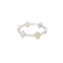 Load image into Gallery viewer, Lab Opal White Rhombus Band Sterling Silver Ring