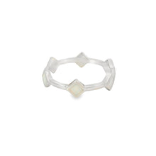Load image into Gallery viewer, Lab Opal White Rhombus Band Sterling Silver Ring