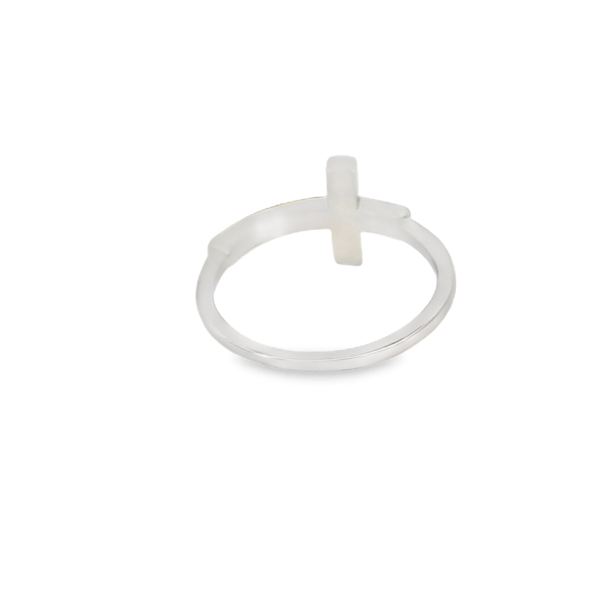 Blue lab opal cross sterling silver ring