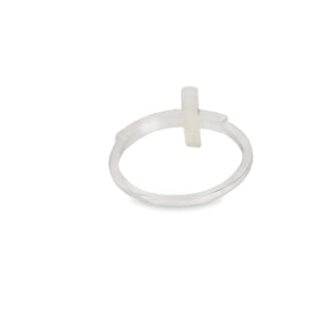 Blue lab opal cross sterling silver ring