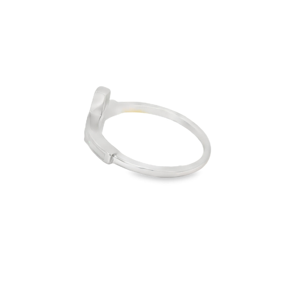 White lab opal cross sterling silver ring