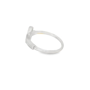 White lab opal cross sterling silver ring