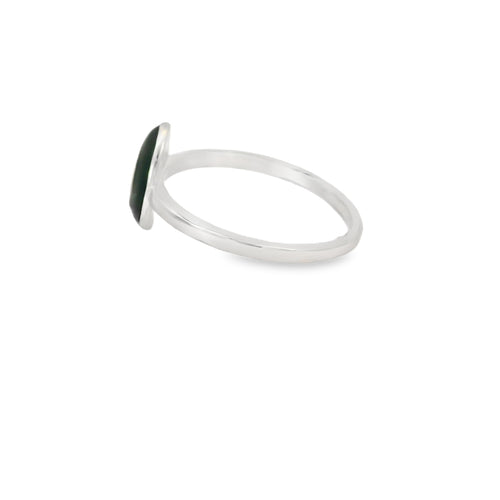 Blue lab opal tear drop with black enamel ring