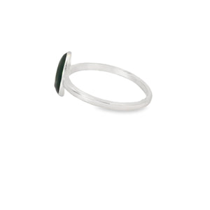 Blue lab opal tear drop with black enamel ring