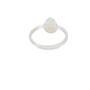 Blue lab opal tear drop with black enamel ring