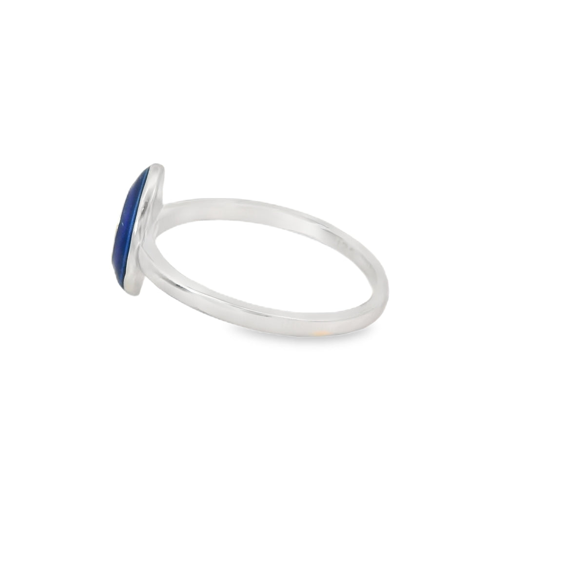 Blue lab opal tear drop with blue enamel ring