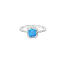 Load image into Gallery viewer, Lab Opal Ring With Cubic Zirconia (Blue)