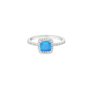 Lab Opal Ring With Cubic Zirconia (Blue)