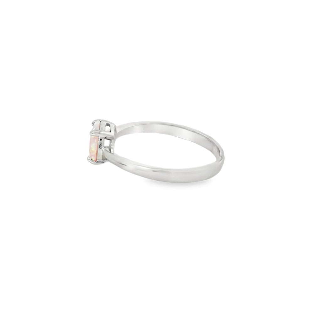 Round 8mm Pink Lab Opal Ring