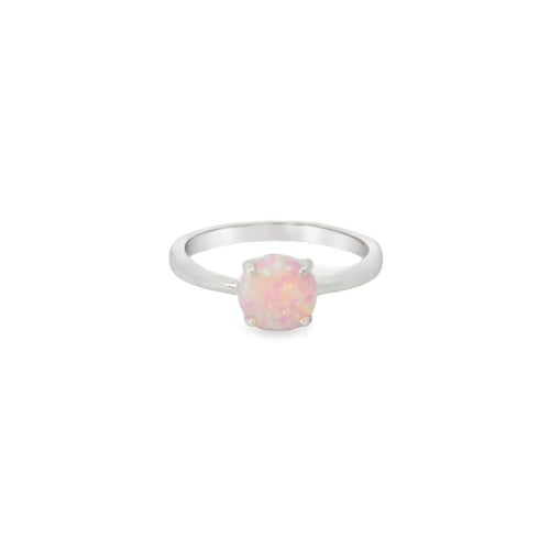Round 8mm Pink Lab Opal Ring