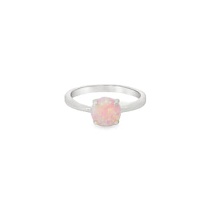 Round 8mm Pink Lab Opal Ring