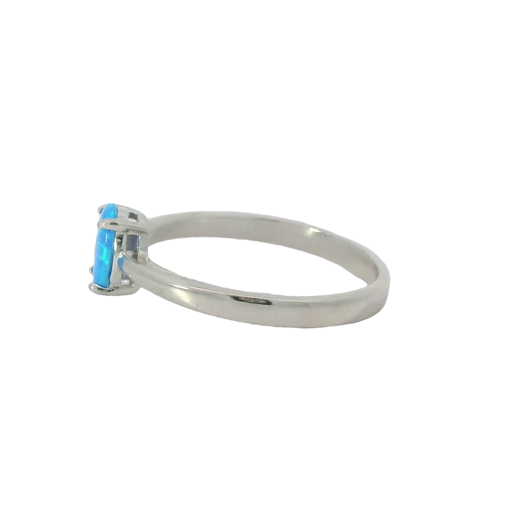 Blue lab opal oval 8x6mm sterling silver ring