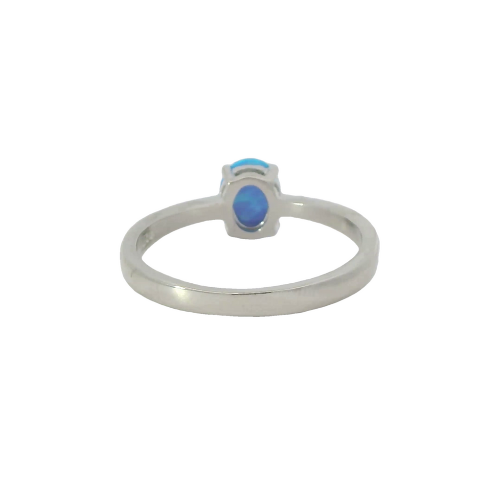 Blue lab opal oval 8x6mm sterling silver ring