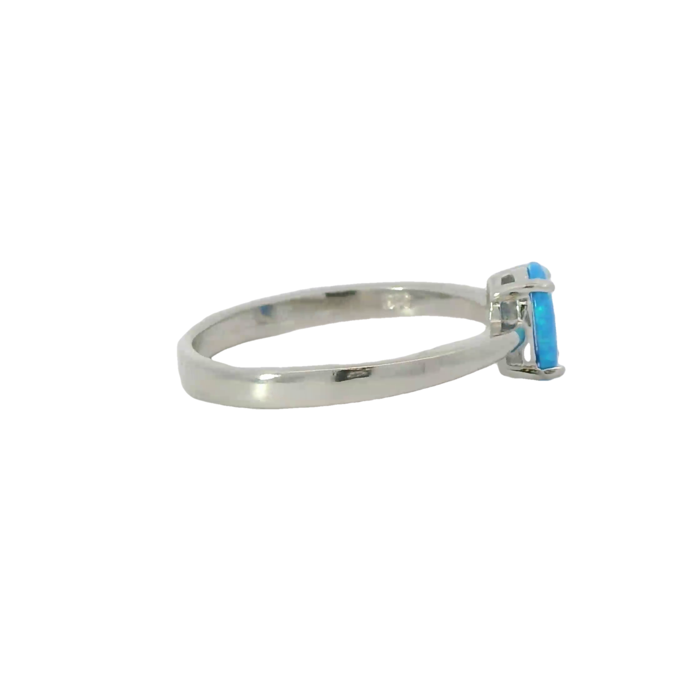 Blue lab opal oval 8x6mm sterling silver ring