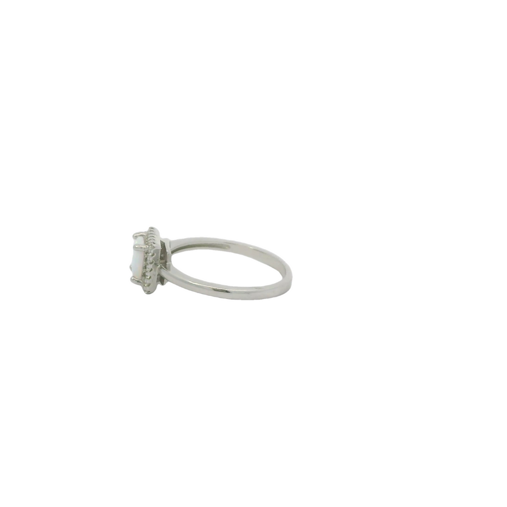 White Lab Opal Sterling Silver Ring