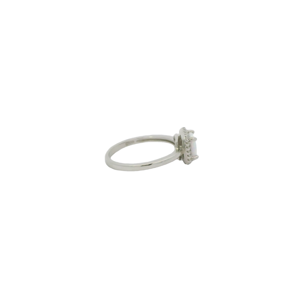White Lab Opal Sterling Silver Ring