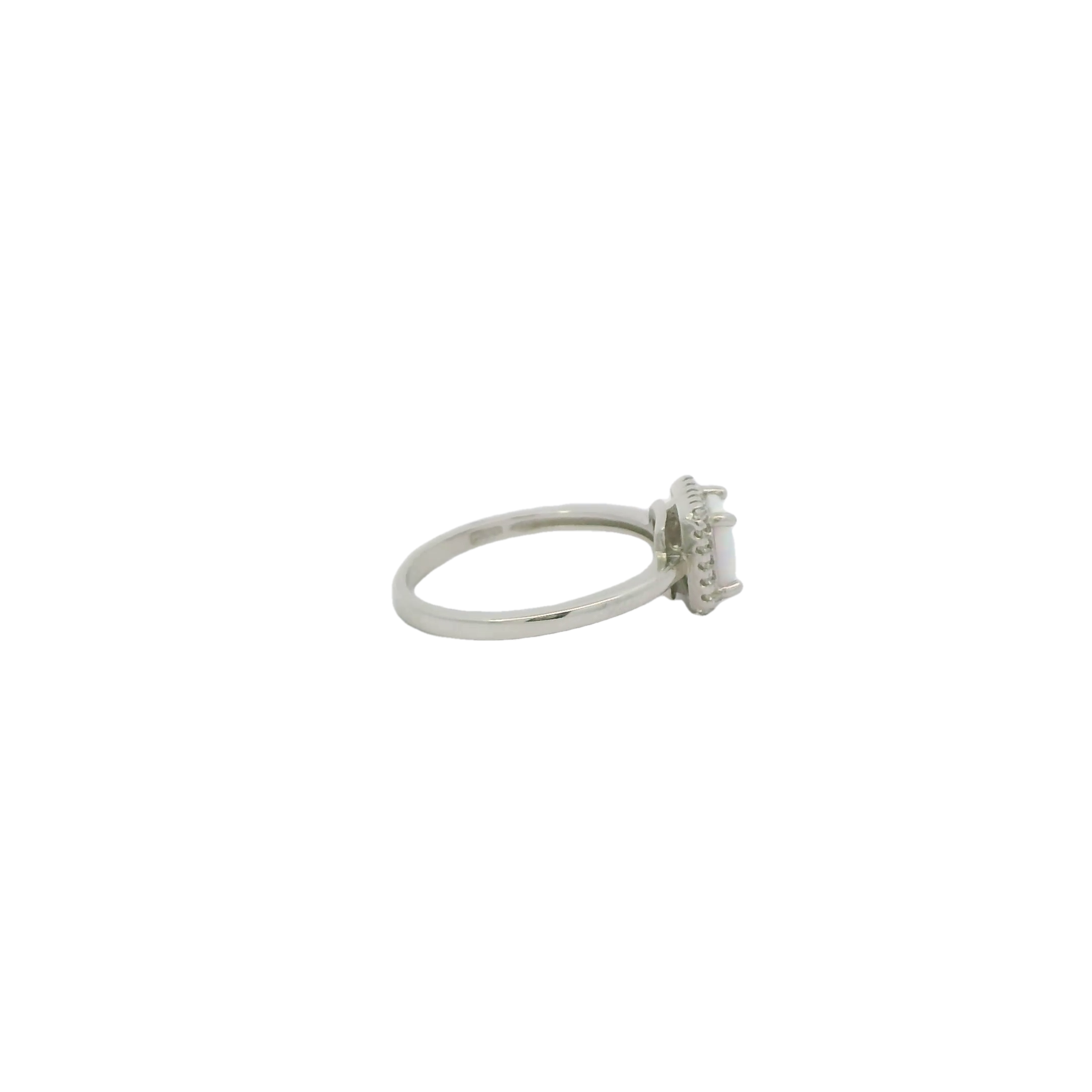 White Lab Opal Sterling Silver Ring