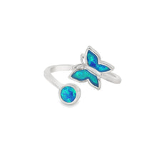 Load image into Gallery viewer, Blue lab opal butterfly sterling silver ring