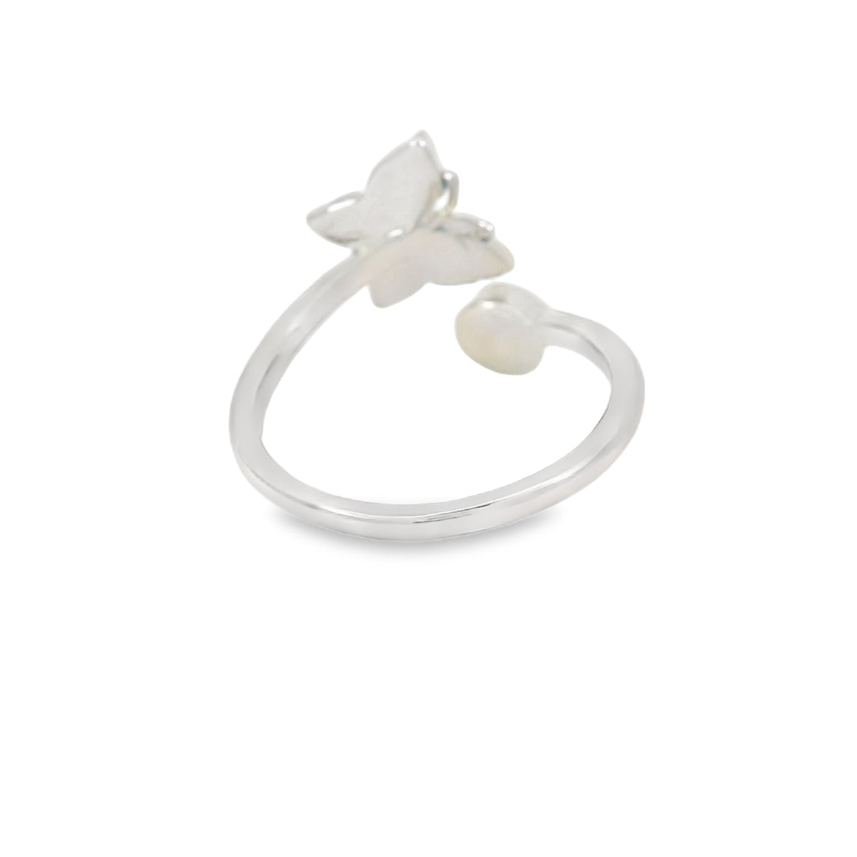Blue lab opal butterfly sterling silver ring