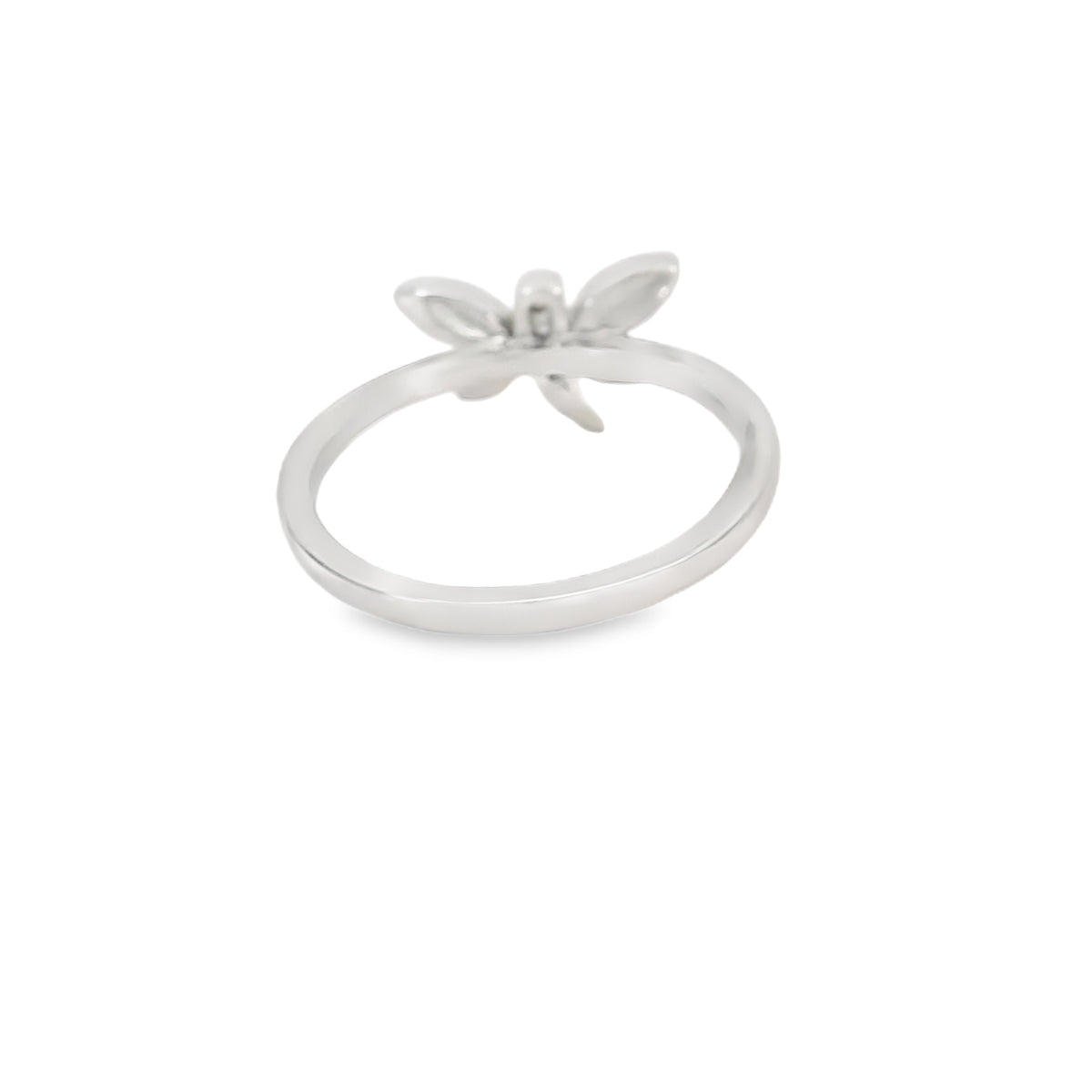 White lab opal butterfly sterling silver ring
