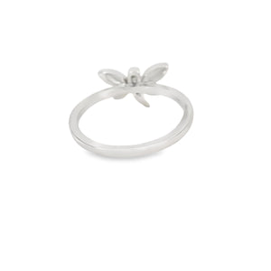 White lab opal butterfly sterling silver ring