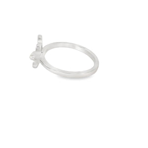 Blue lab opal butterfly sterling silver ring