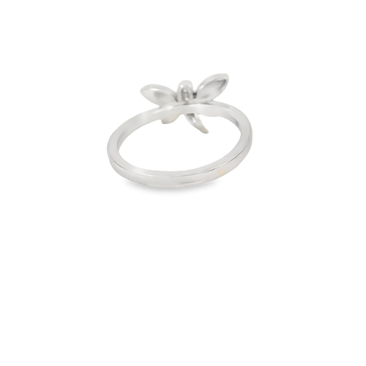 Blue lab opal butterfly sterling silver ring