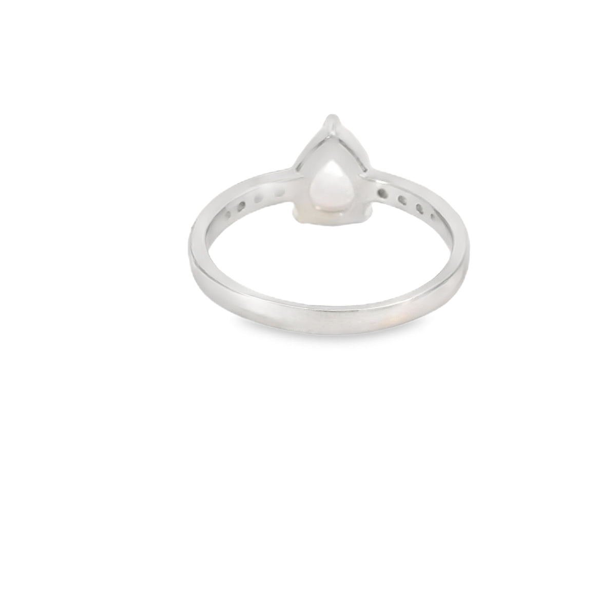 Pear Shape 10x8mm White Lab Opal Sterling Silver Ring