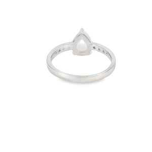 Pear Shape 10x8mm White Lab Opal Sterling Silver Ring