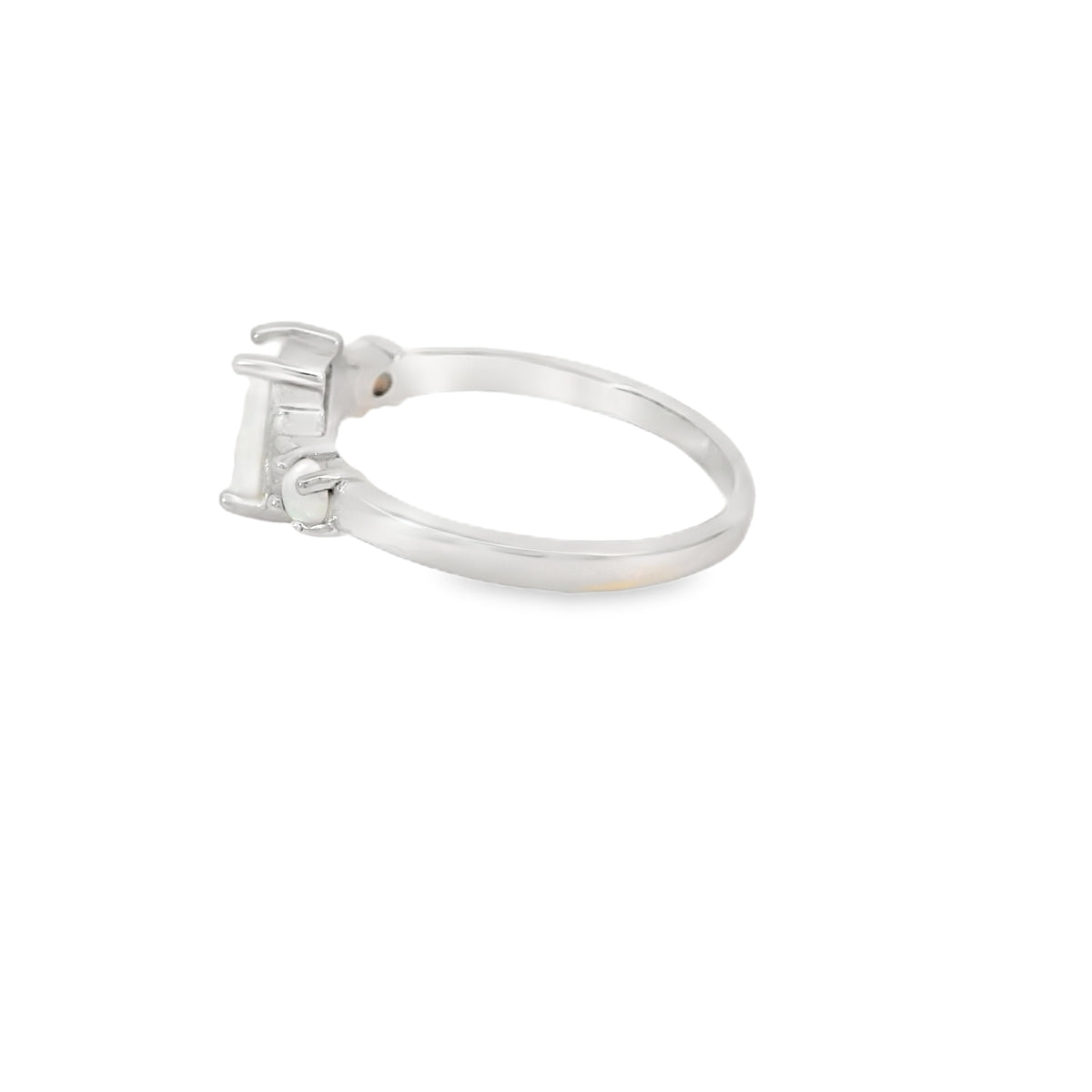 White Lab Opal Sterling Silver Ring