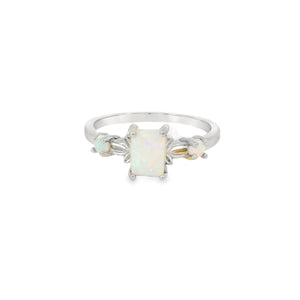 White Lab Opal Sterling Silver Ring