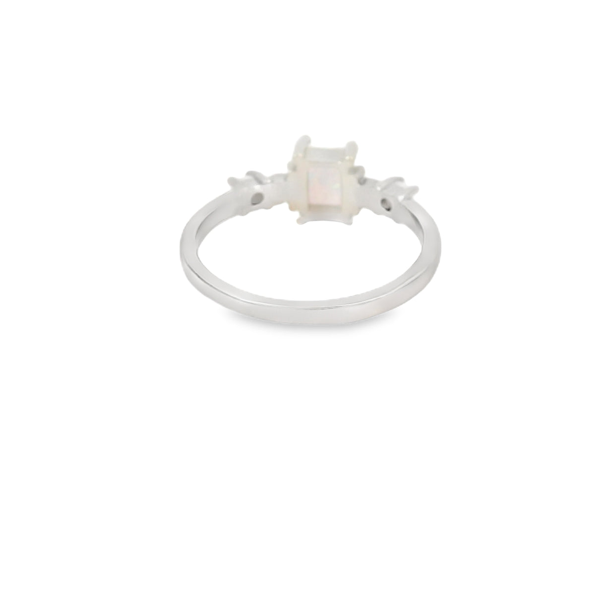 White Lab Opal Sterling Silver Ring