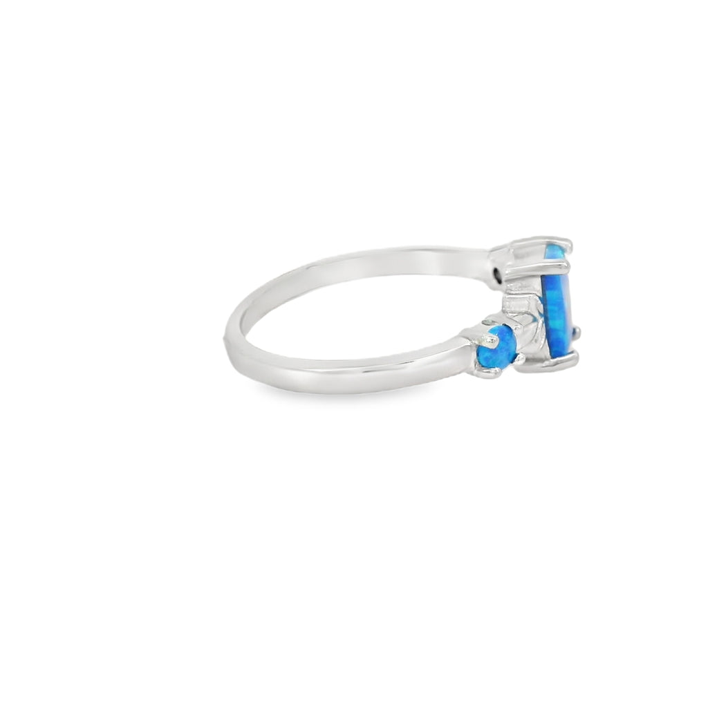 Blue Lab Opal Sterling Silver Ring