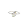White lab opal anchor sterling silver ring