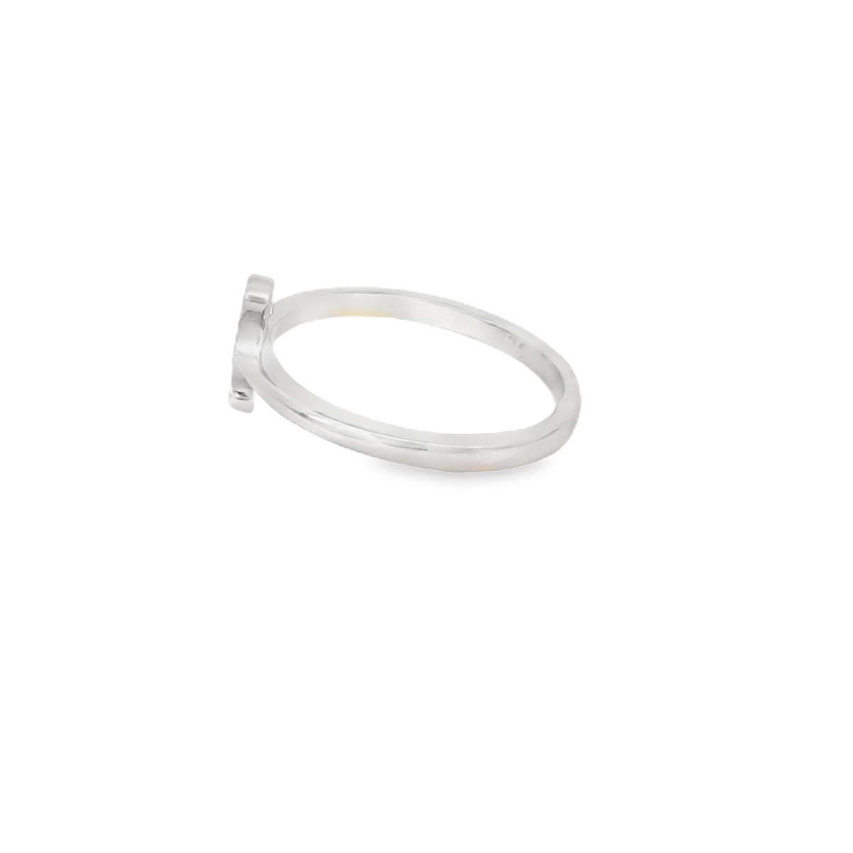 White lab opal anchor sterling silver ring