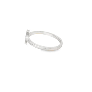 White lab opal anchor sterling silver ring