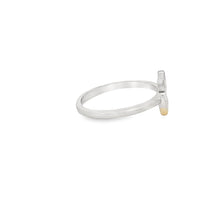 Load image into Gallery viewer, White lab opal anchor sterling silver ring