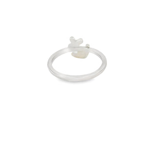 White lab opal anchor sterling silver ring