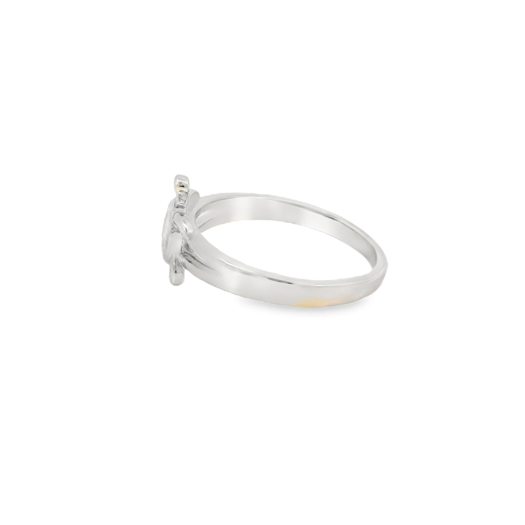 White lab opal turtle sterling silver ring