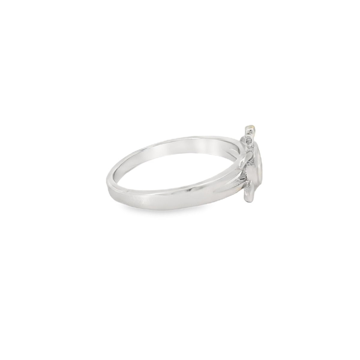 White lab opal turtle sterling silver ring