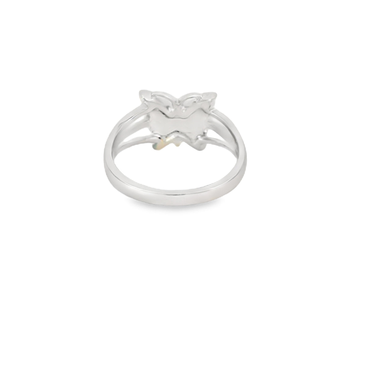 Blue lab opal butterfly sterling silver ring