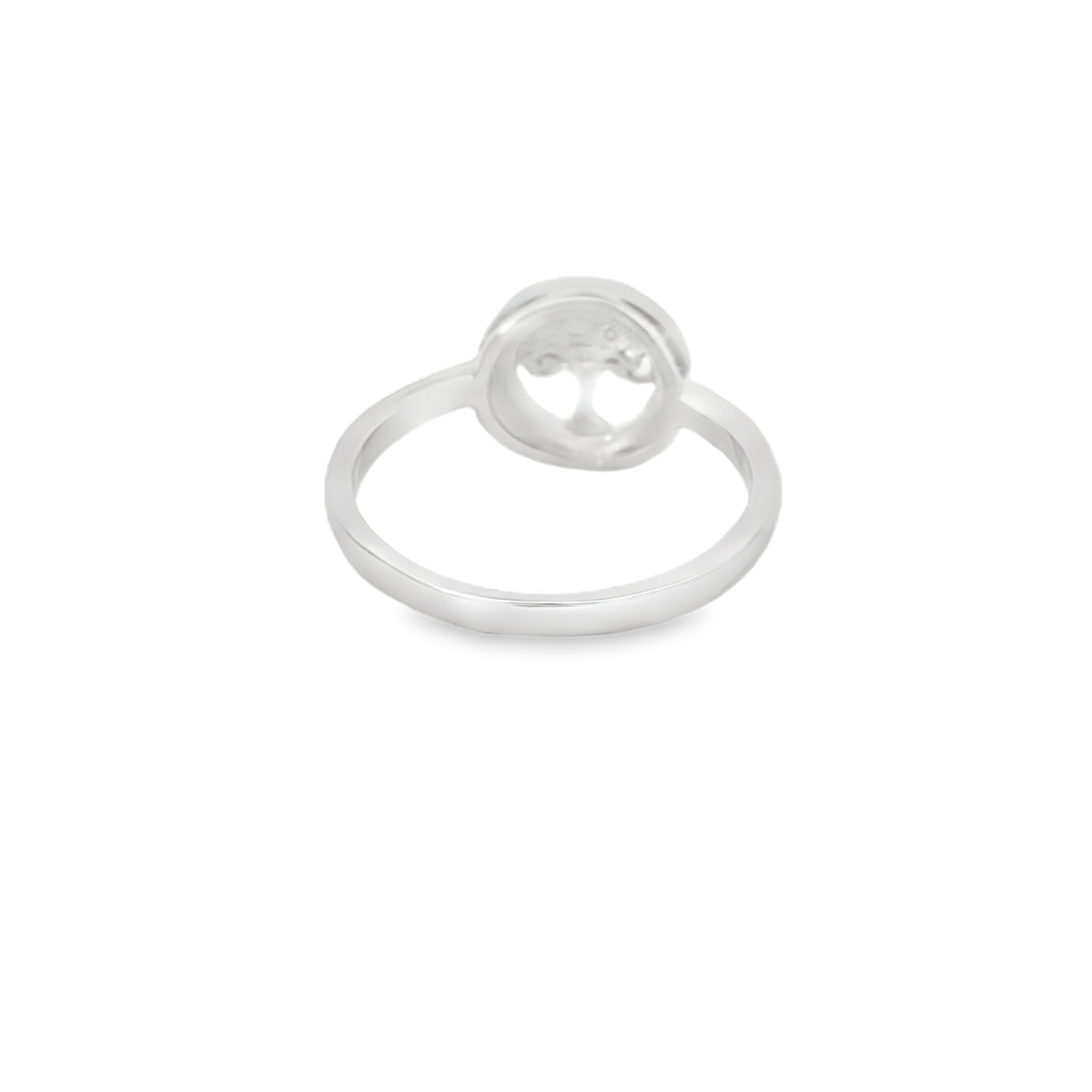 White lab opal tree of life sterling silver ring
