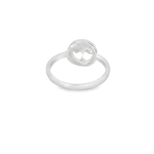White lab opal tree of life sterling silver ring