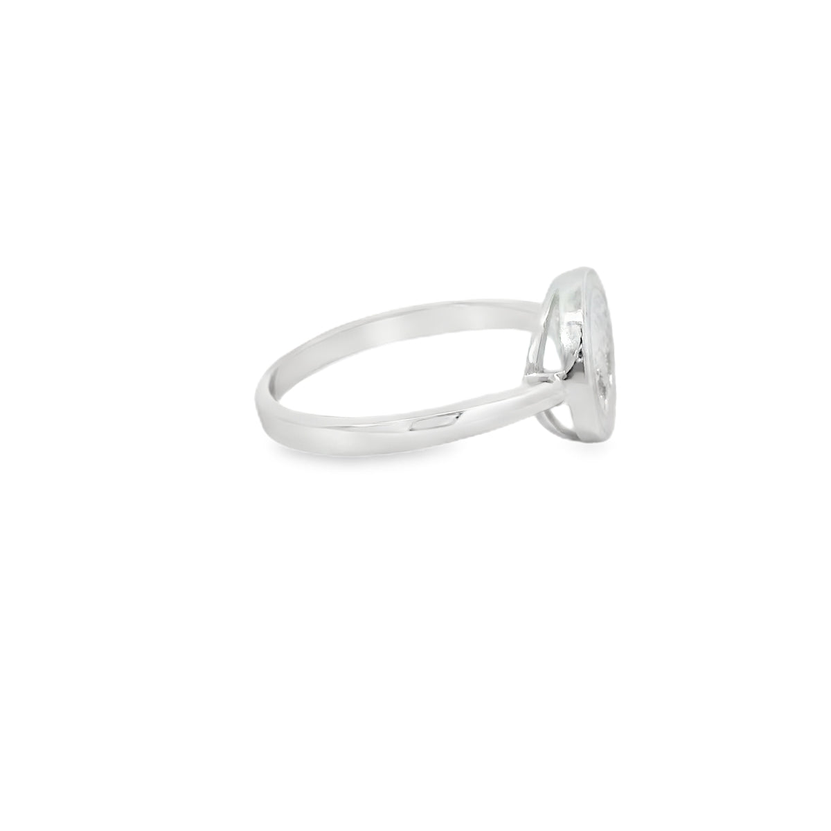 White lab opal tree of life sterling silver ring