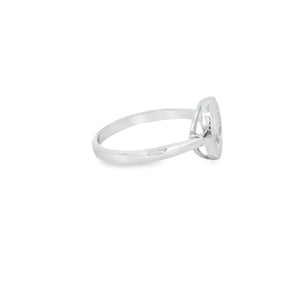 White lab opal tree of life sterling silver ring