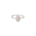 Pink Lab Opal Oval 7x5mm Cubic Zirconia Sterling Silver Ring