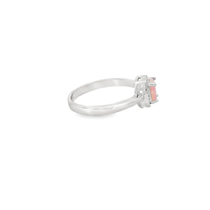 Pear Shape 10x8mm Pink Lab Opal Sterling Silver Ring